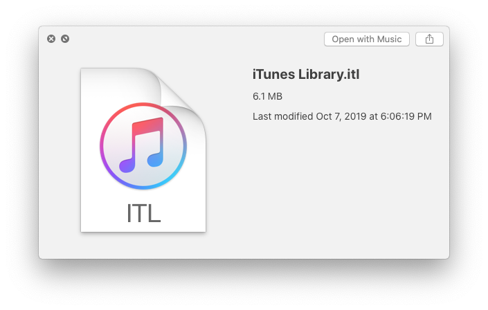 iTunes Library File, in Quick Look window