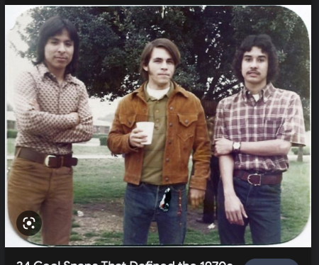 three men in 1970s style clothes